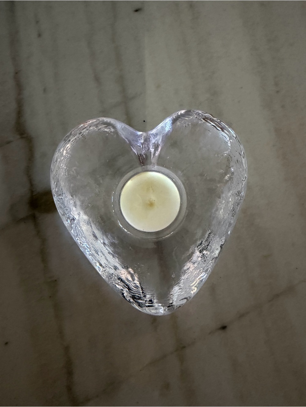 Simon Pearce heart-shaped crystal tea light